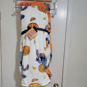 2 Pack Disney Stitch Halloween Blanket with Orange and White.